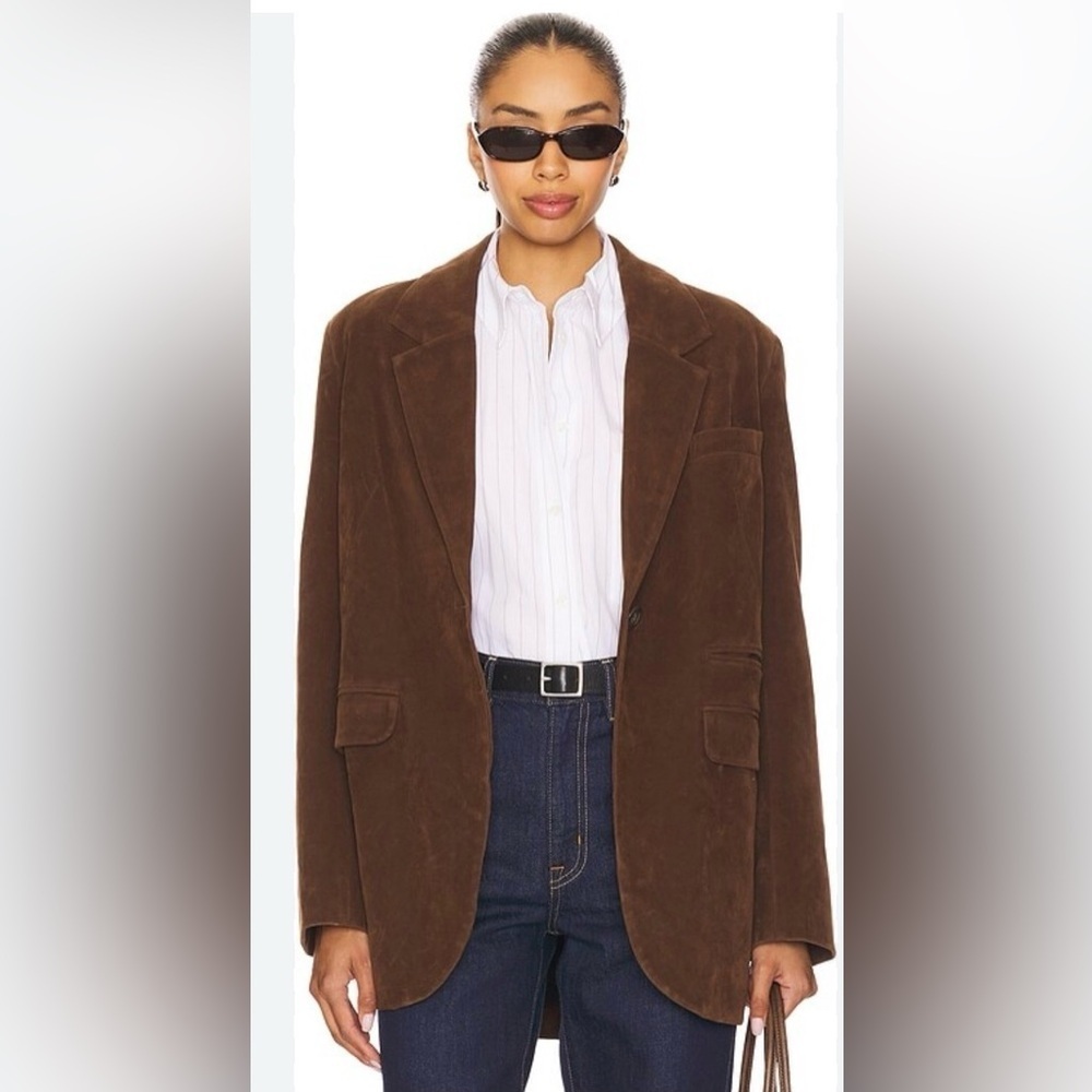 Free People we the free Papercut Faux Suede Blazer Brown Size Large